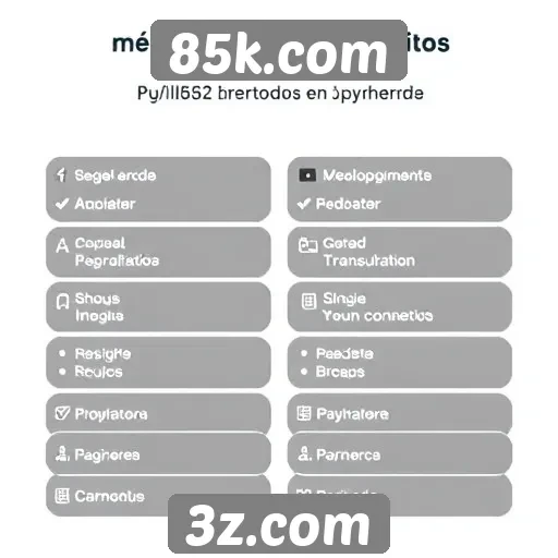 Métodos de pagamento aceitos no 85k.com
